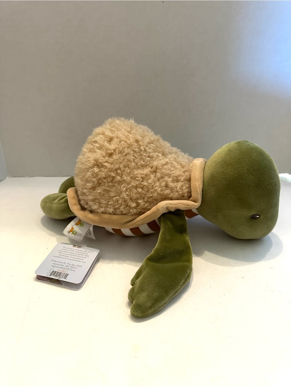 Bunnies by the Bay Sheldon Olive Green and Cream Plush Turtle